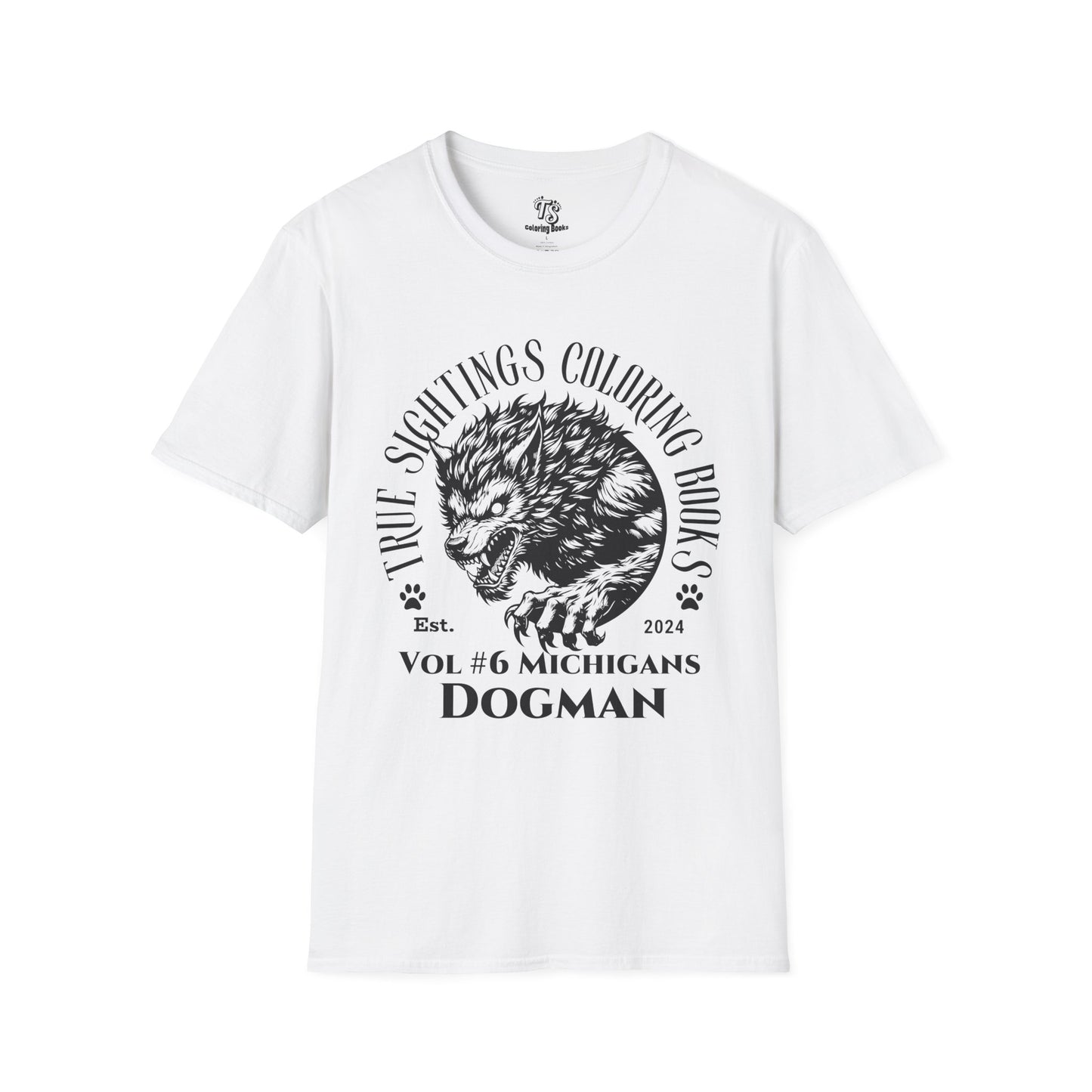 Michigan Dogman Unisex Softstyle T-Shirt - True Sightings Coloring Book Design