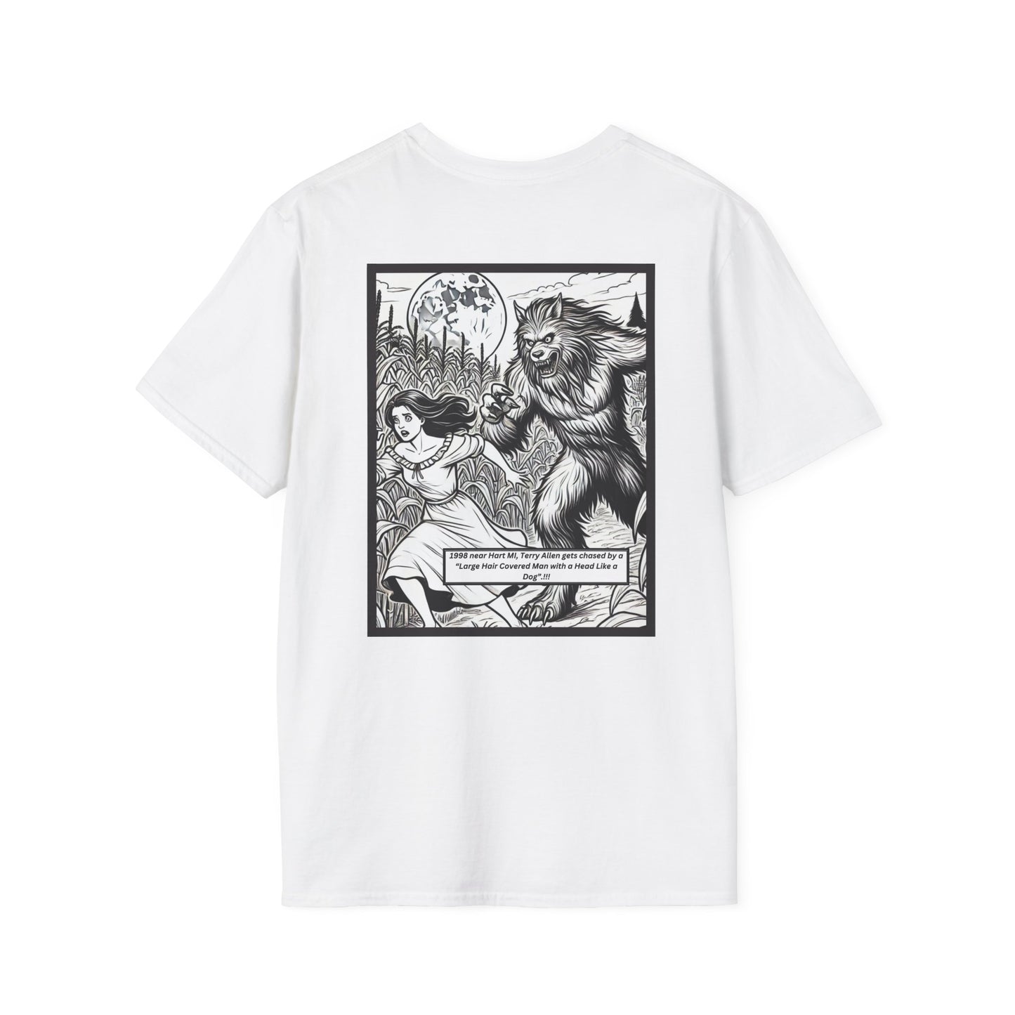 Michigan Dogman Unisex Softstyle T-Shirt - True Sightings Coloring Book Design
