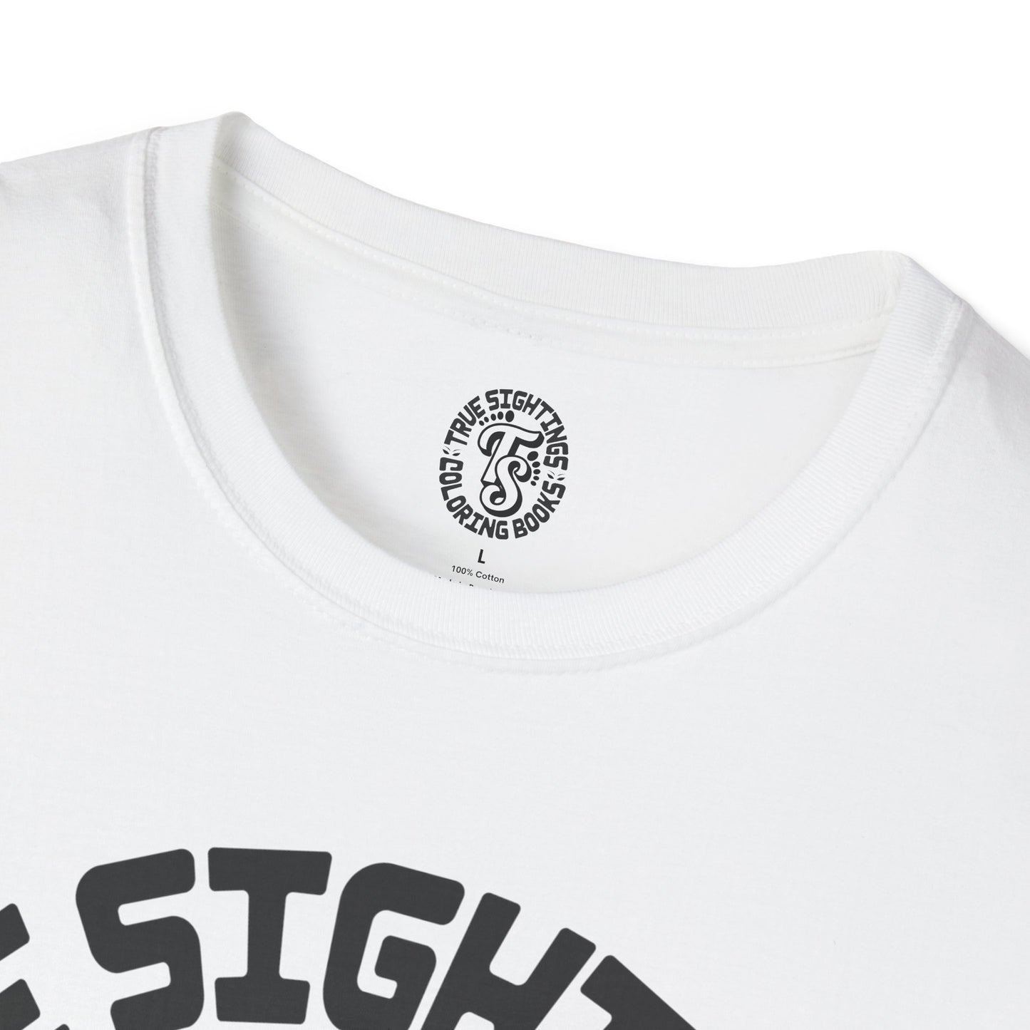Unisex Softstyle T-Shirt - True Sightings Coloring Books Design with Bigfoot Art
