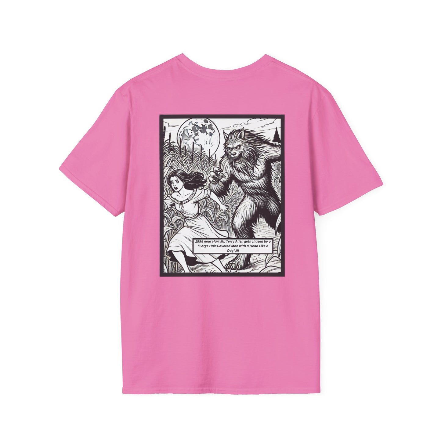 Michigan Dogman Unisex Softstyle T-Shirt - True Sightings Coloring Book Design