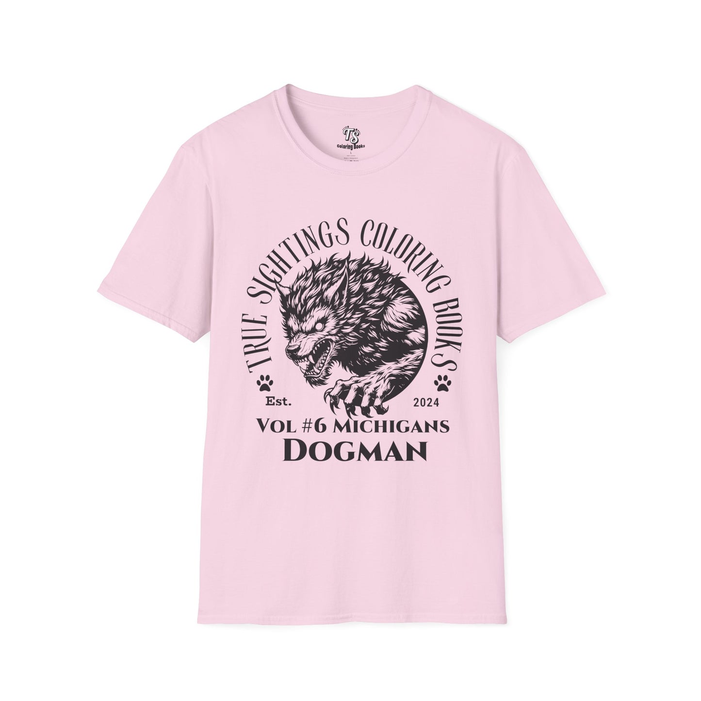 Michigan Dogman Unisex Softstyle T-Shirt - True Sightings Coloring Book Design