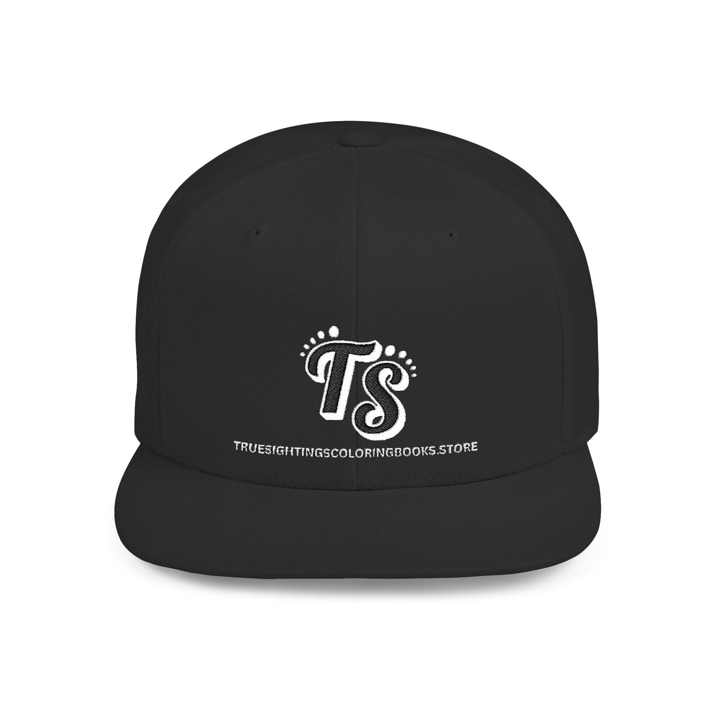 True Sightings Logo Embroiderey Flat Bill Snapback Hat - Trendy Cap for Casual Outings