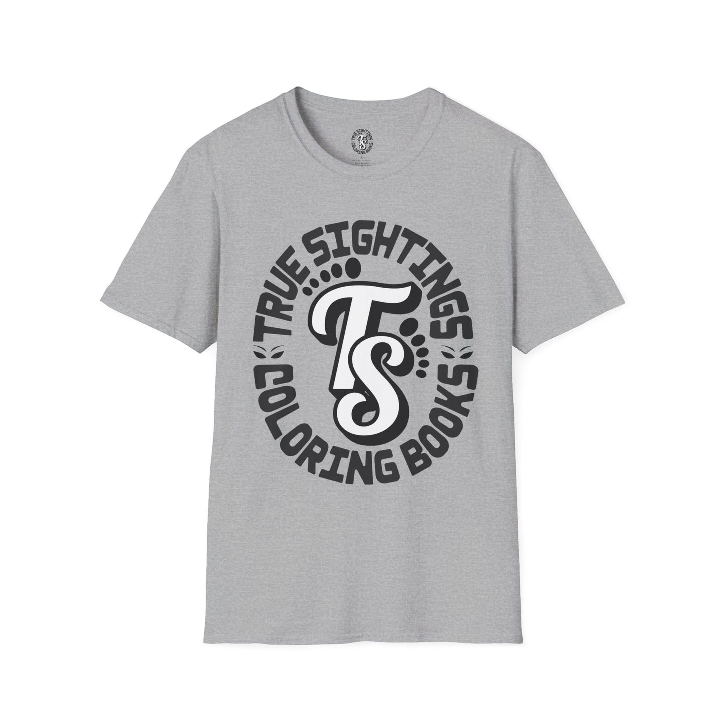 Unisex Softstyle T-Shirt - True Sightings Coloring Books Design with Bigfoot Art