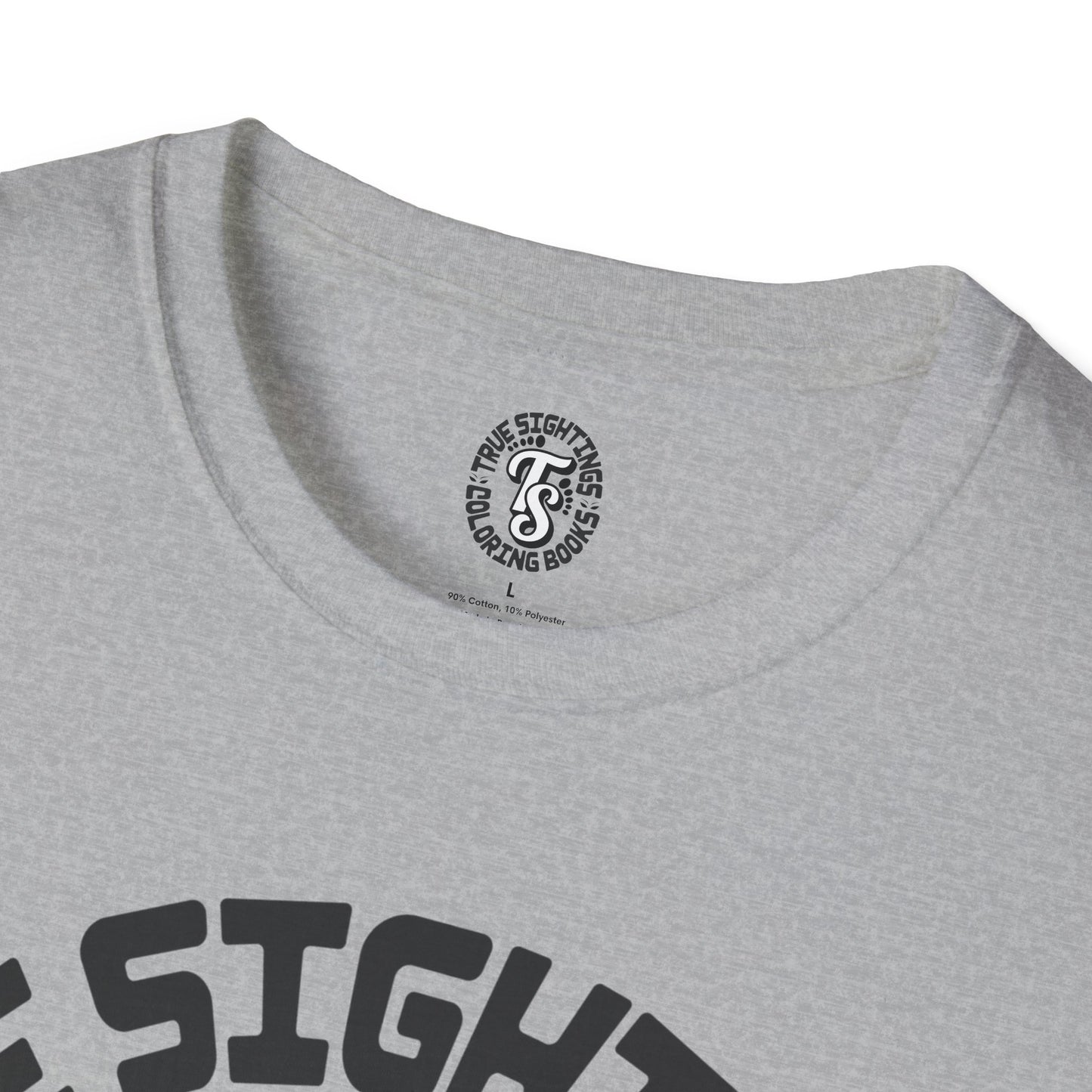Unisex Softstyle T-Shirt - True Sightings Coloring Books Design with Bigfoot Art