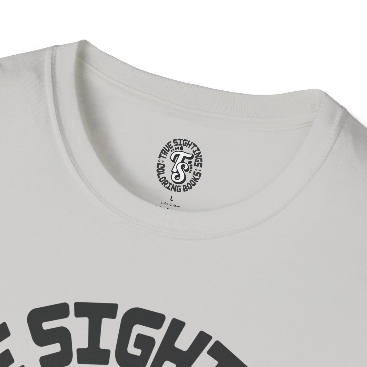 Unisex Softstyle T-Shirt - True Sightings Coloring Books Design with Bigfoot Art
