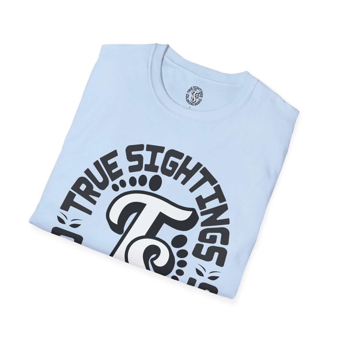 Unisex Softstyle T-Shirt - True Sightings Coloring Books Design with Bigfoot Art