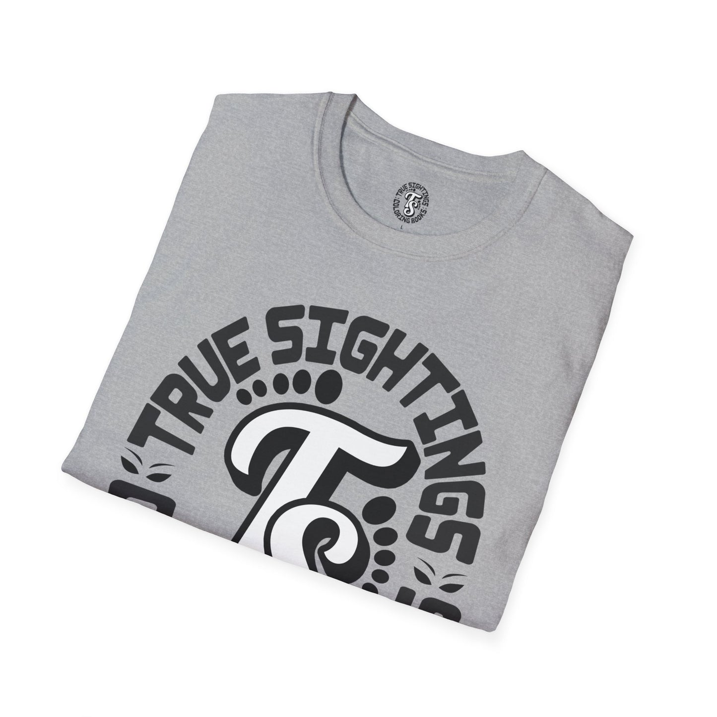Unisex Softstyle T-Shirt - True Sightings Coloring Books Design with Bigfoot Art