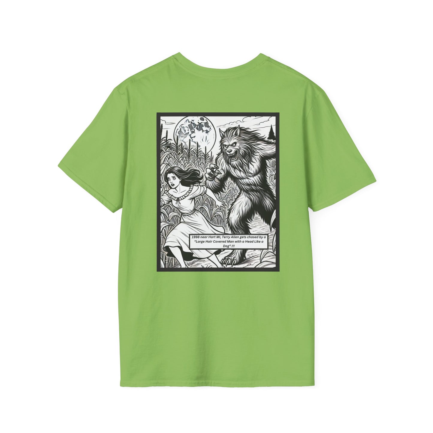 Michigan Dogman Unisex Softstyle T-Shirt - True Sightings Coloring Book Design