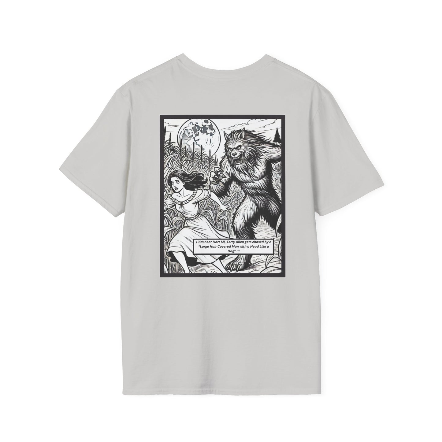 Michigan Dogman Unisex Softstyle T-Shirt - True Sightings Coloring Book Design