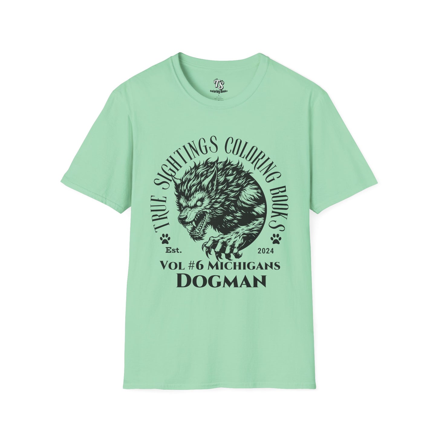 Michigan Dogman Unisex Softstyle T-Shirt - True Sightings Coloring Book Design