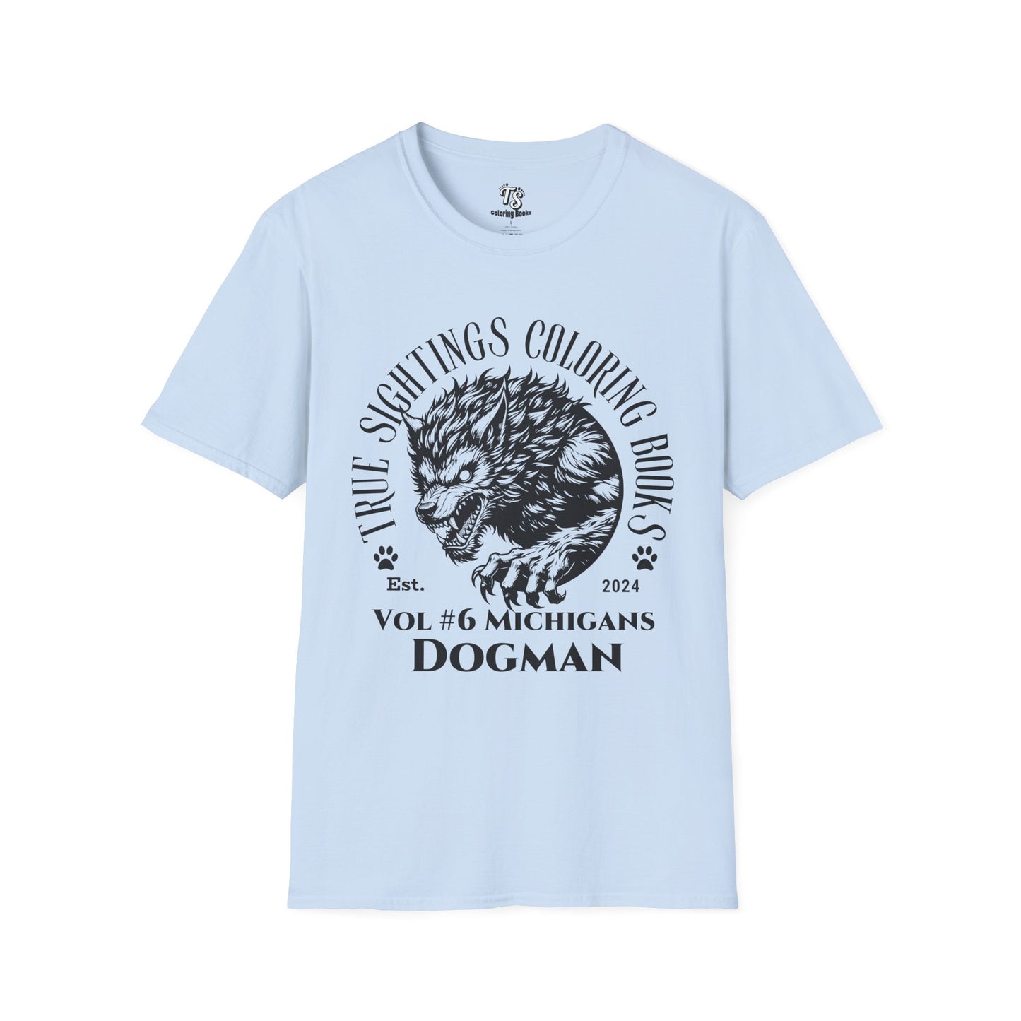 Michigan Dogman Unisex Softstyle T-Shirt - True Sightings Coloring Book Design