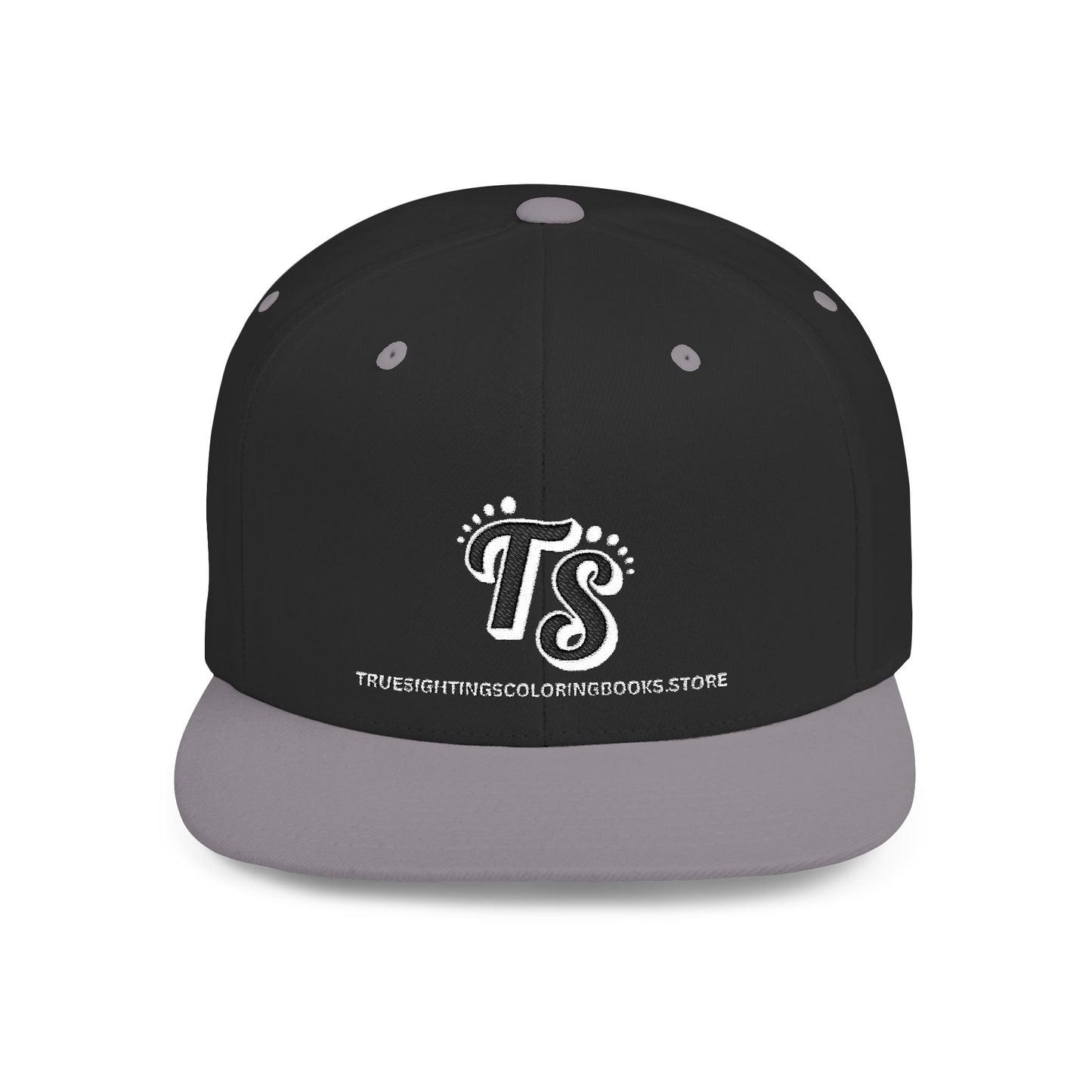 True Sightings Logo Embroiderey Flat Bill Snapback Hat - Trendy Cap for Casual Outings