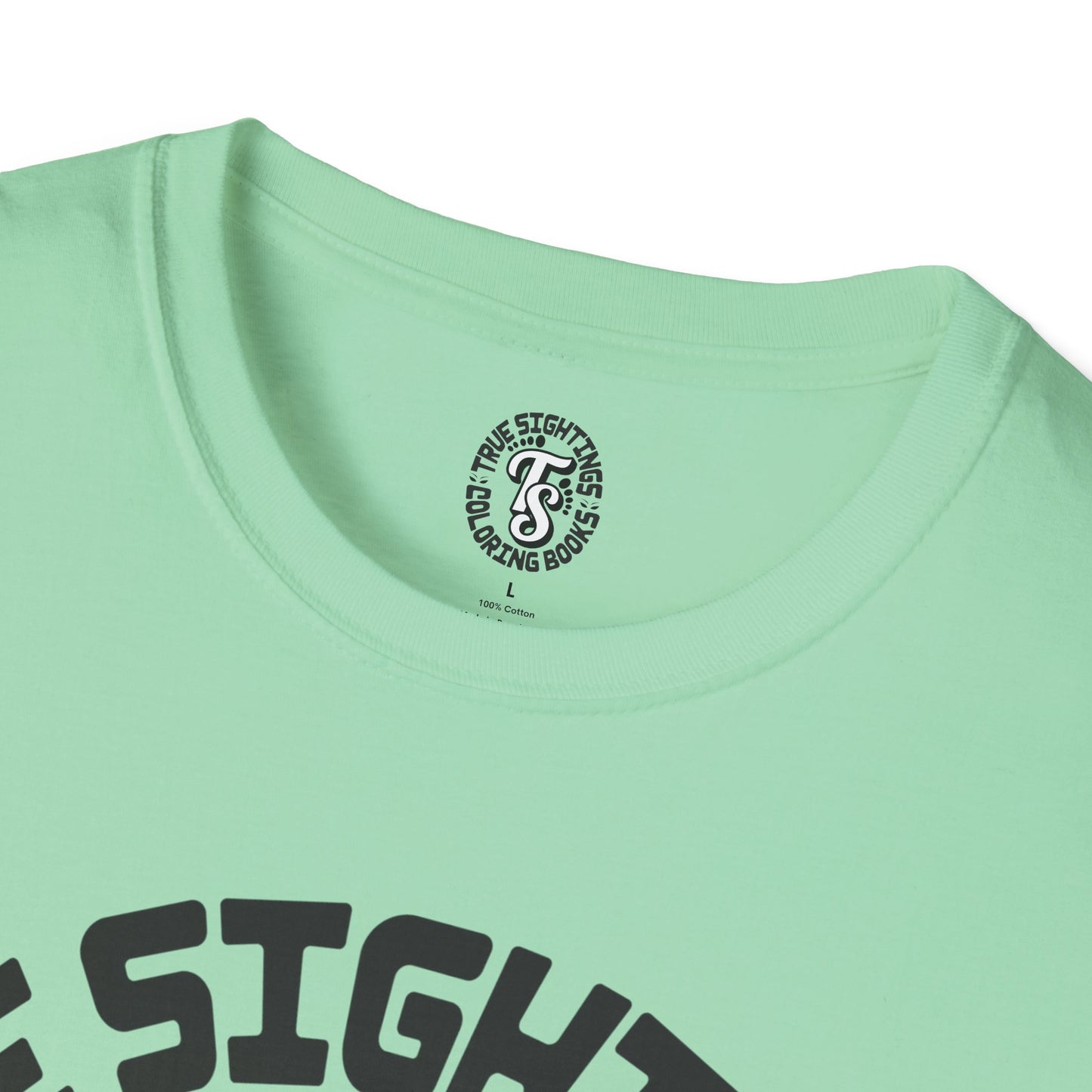 Unisex Softstyle T-Shirt - True Sightings Coloring Books Design with Bigfoot Art