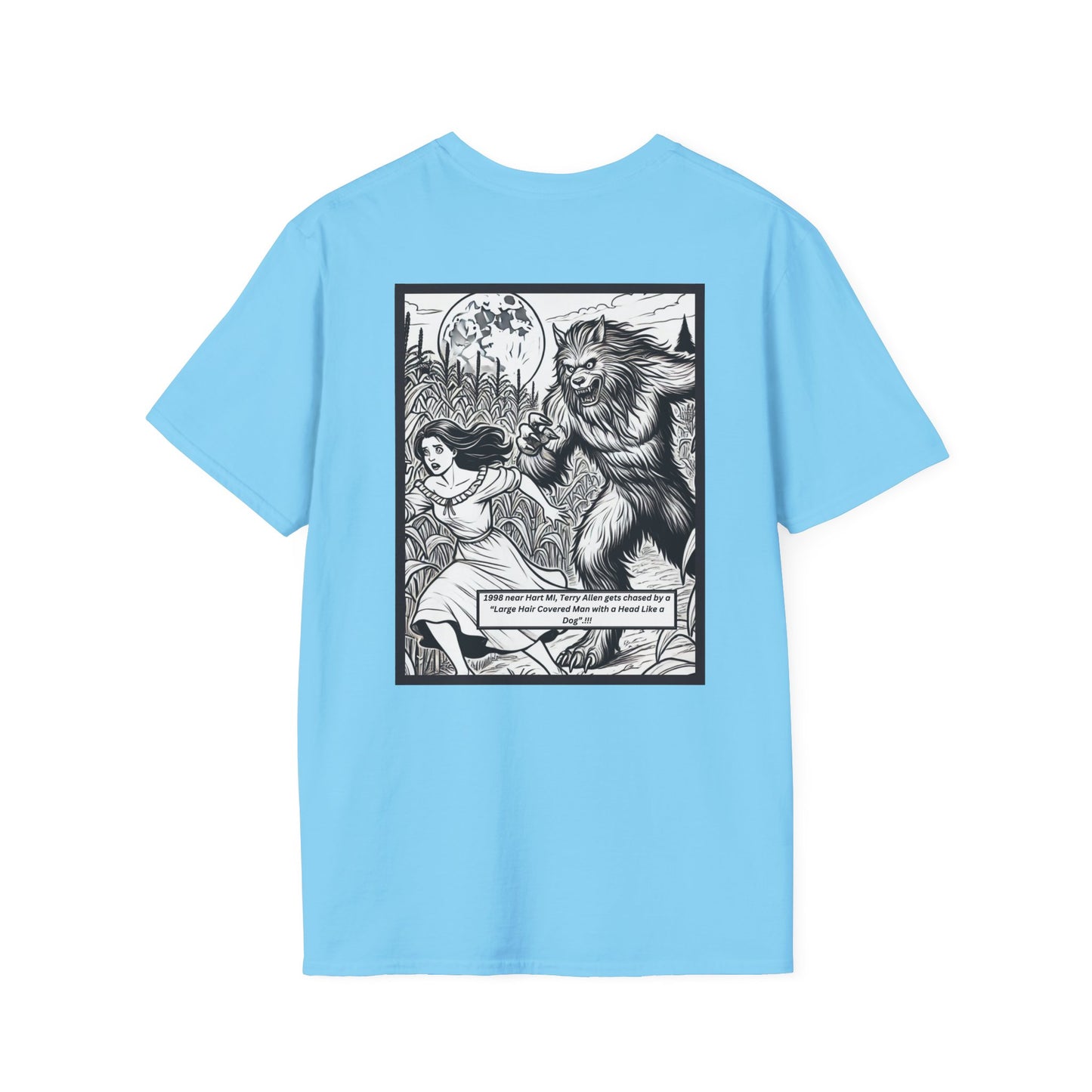 Michigan Dogman Unisex Softstyle T-Shirt - True Sightings Coloring Book Design