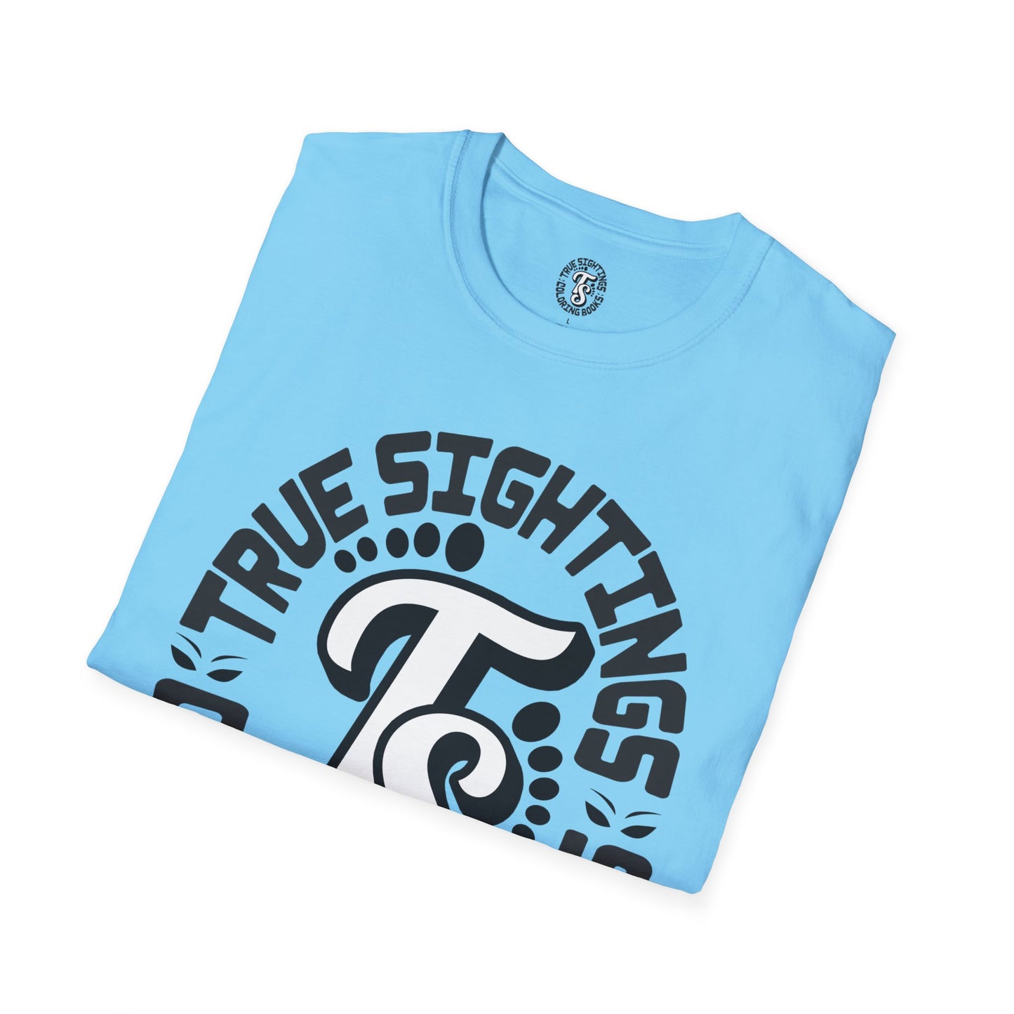 Unisex Softstyle T-Shirt - True Sightings Coloring Books Design with Bigfoot Art