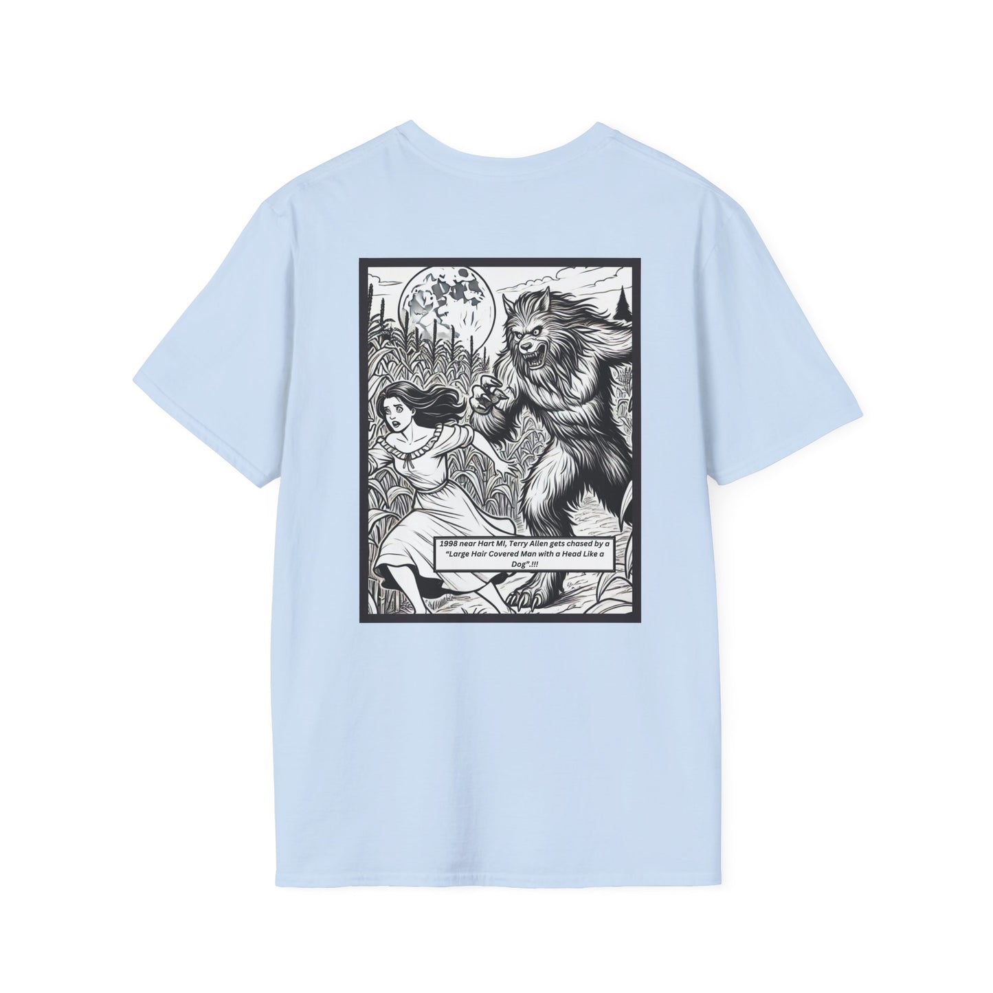 Michigan Dogman Unisex Softstyle T-Shirt - True Sightings Coloring Book Design