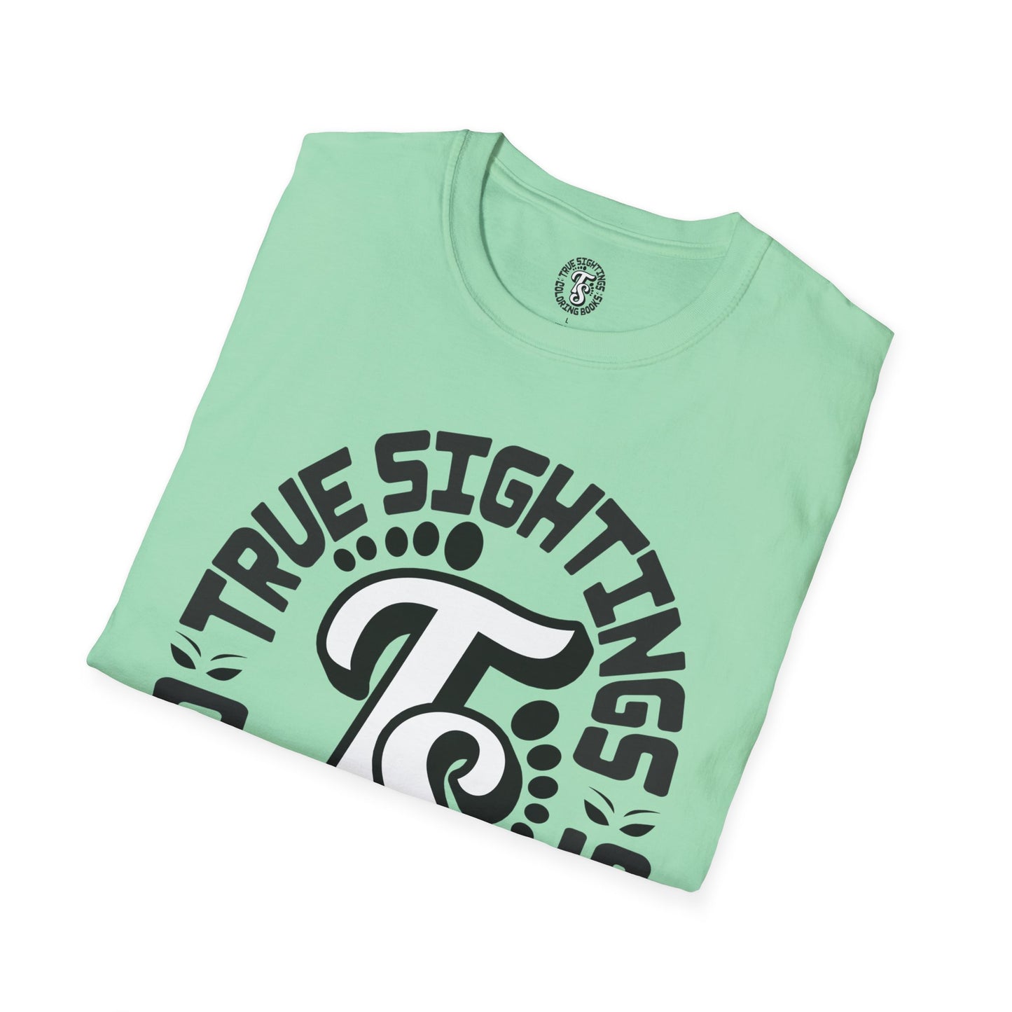 Unisex Softstyle T-Shirt - True Sightings Coloring Books Design with Bigfoot Art