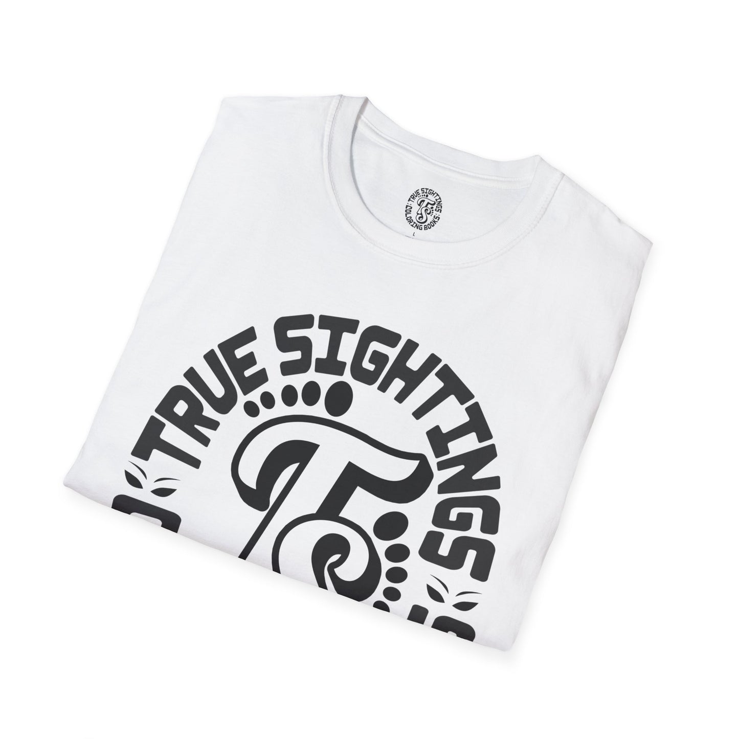 Unisex Softstyle T-Shirt - True Sightings Coloring Books Design with Bigfoot Art