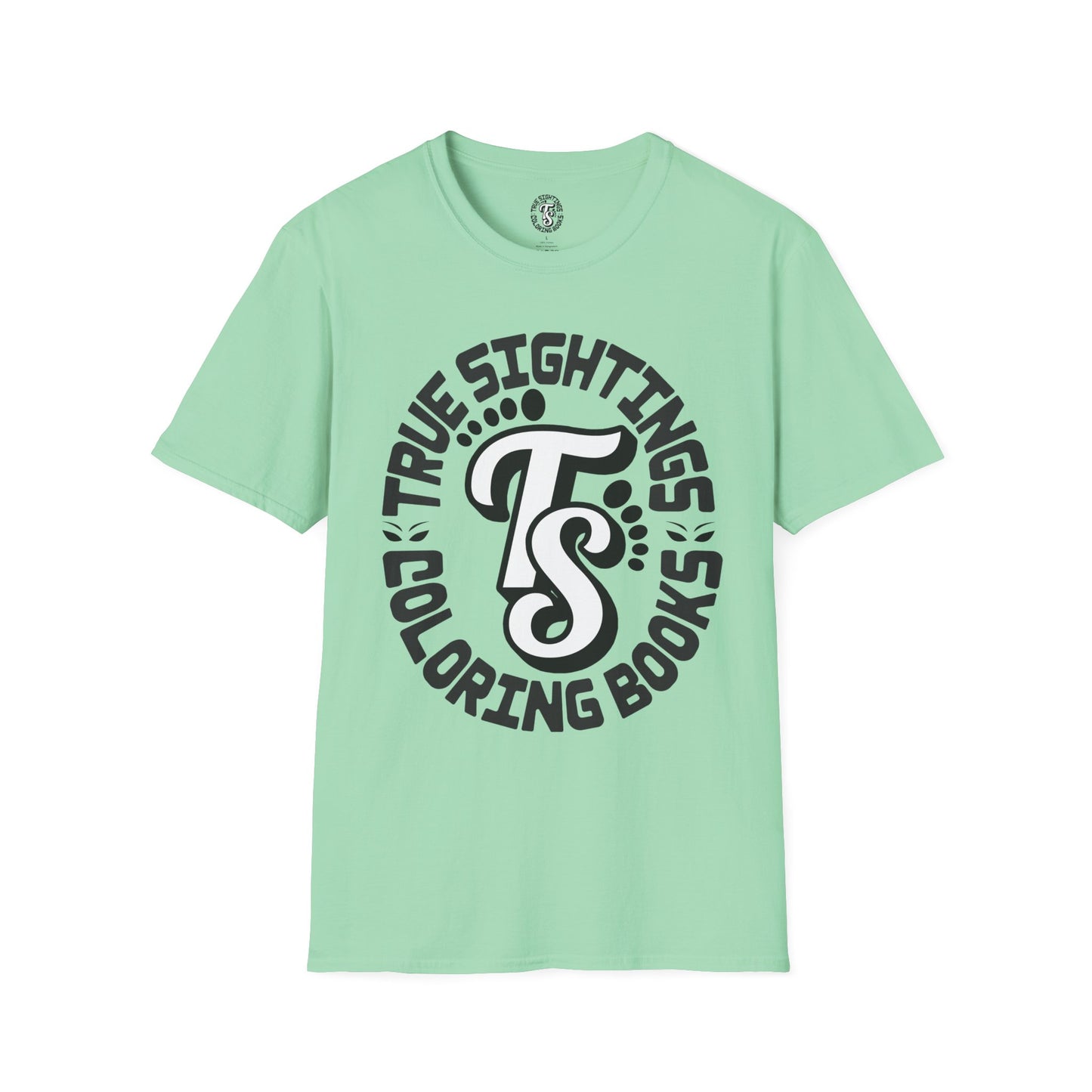 Unisex Softstyle T-Shirt - True Sightings Coloring Books Design with Bigfoot Art