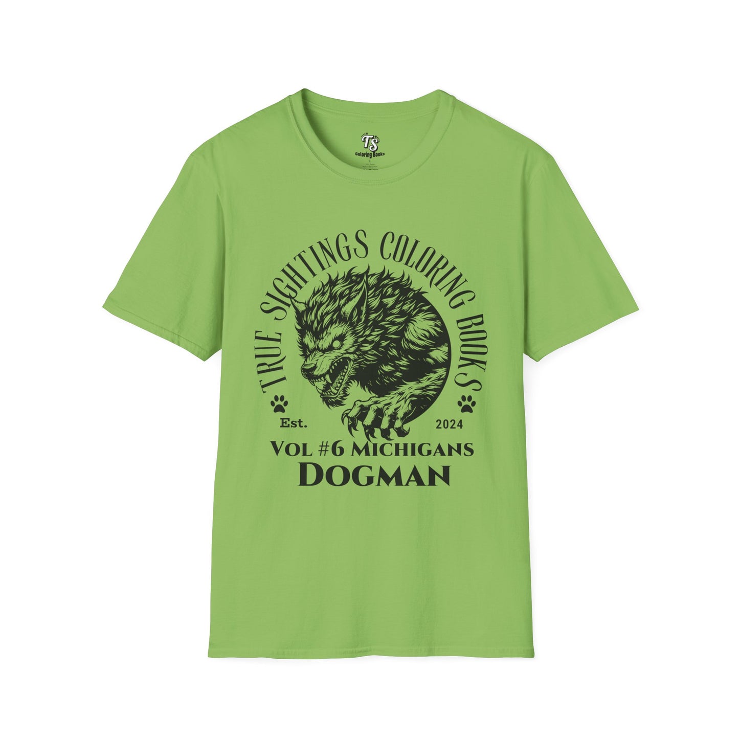 Michigan Dogman Unisex Softstyle T-Shirt - True Sightings Coloring Book Design
