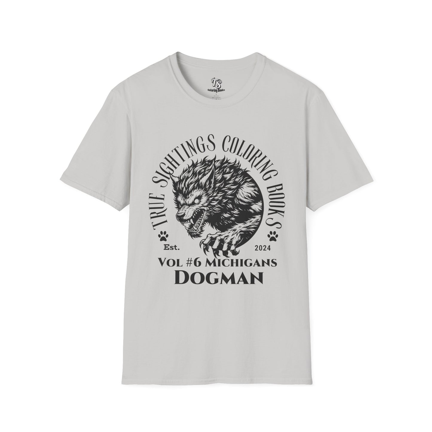 Michigan Dogman Unisex Softstyle T-Shirt - True Sightings Coloring Book Design