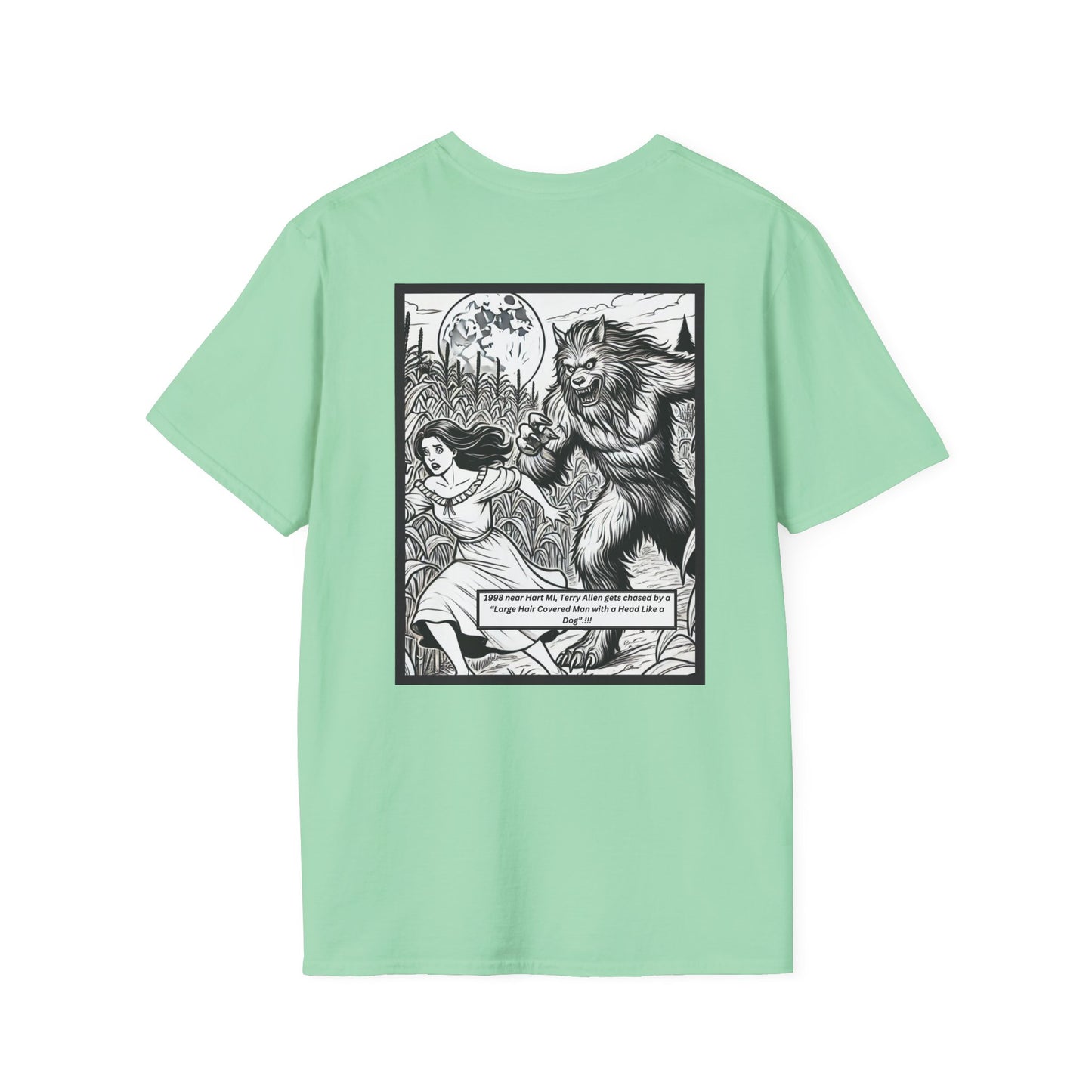 Michigan Dogman Unisex Softstyle T-Shirt - True Sightings Coloring Book Design