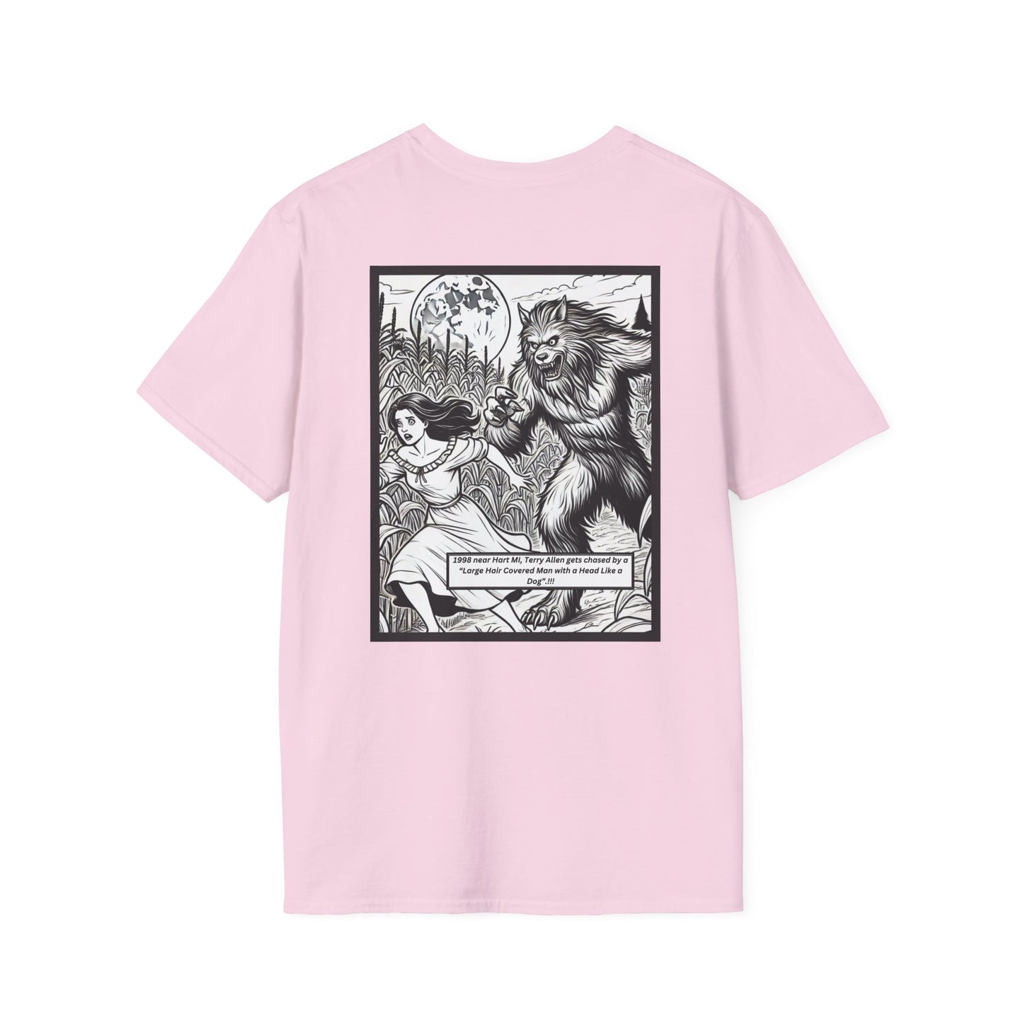 Michigan Dogman Unisex Softstyle T-Shirt - True Sightings Coloring Book Design