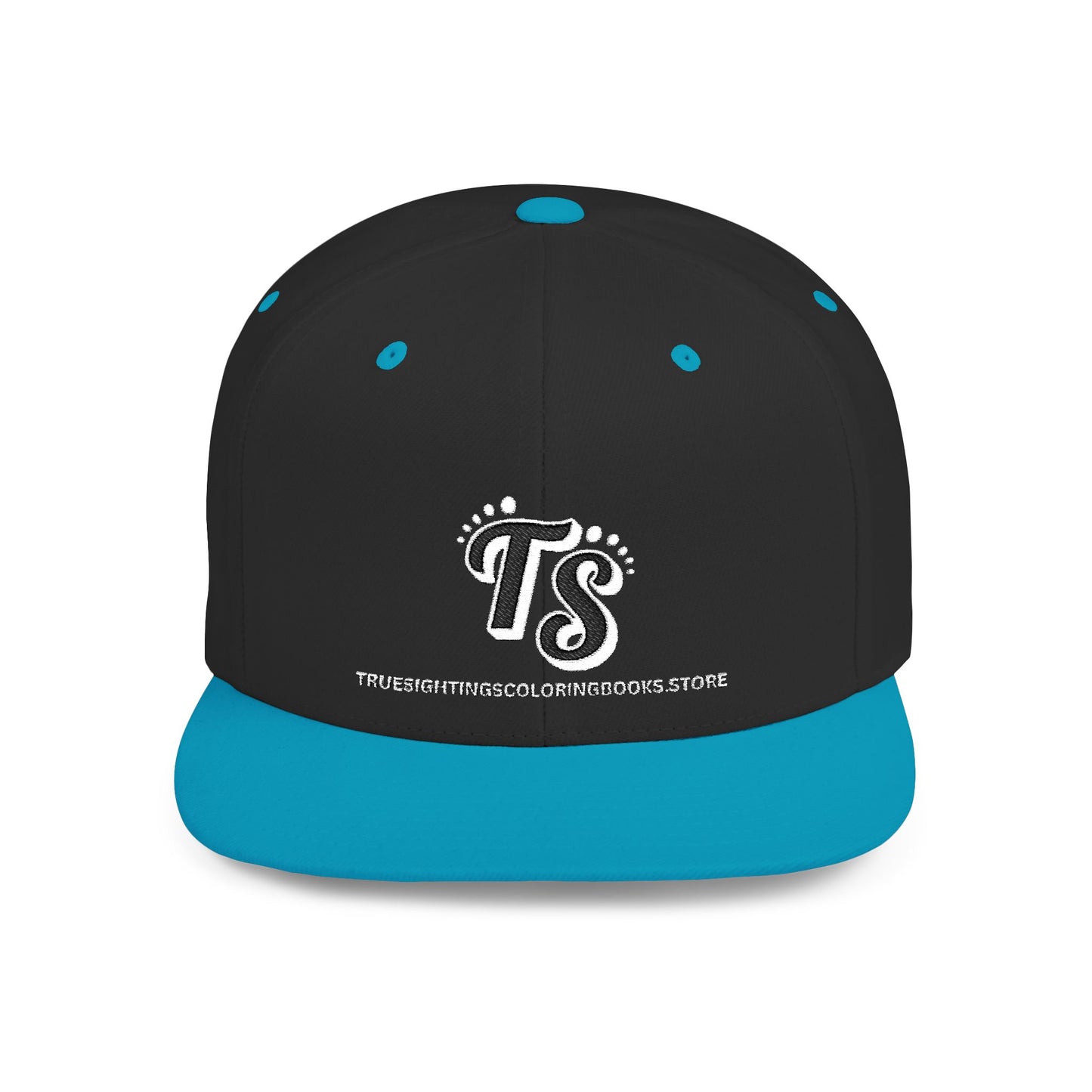 True Sightings Logo Embroiderey Flat Bill Snapback Hat - Trendy Cap for Casual Outings