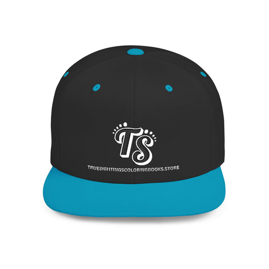 True Sightings Logo Embroiderey Flat Bill Snapback Hat - Trendy Cap for Casual Outings